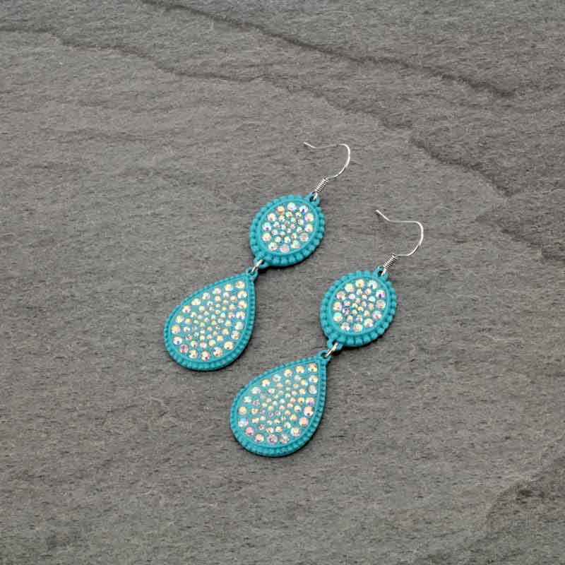 Stone Drop Fish Hook Earrings