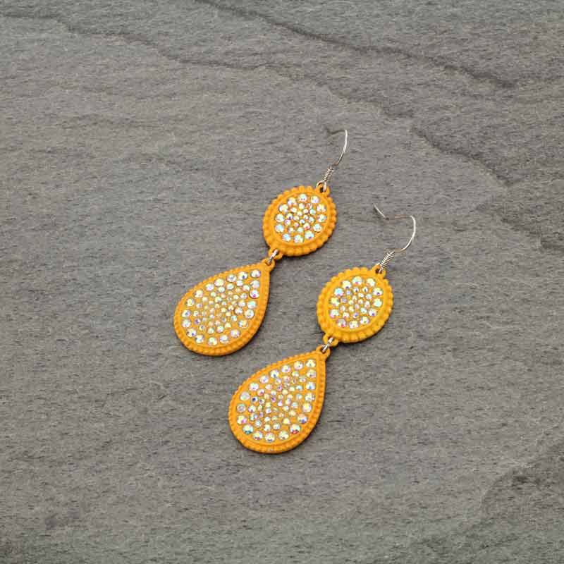 Stone Drop Fish Hook Earrings