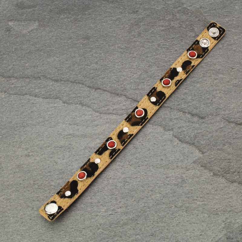 Semi Stone Leopard Leather Bracelet - Image 3