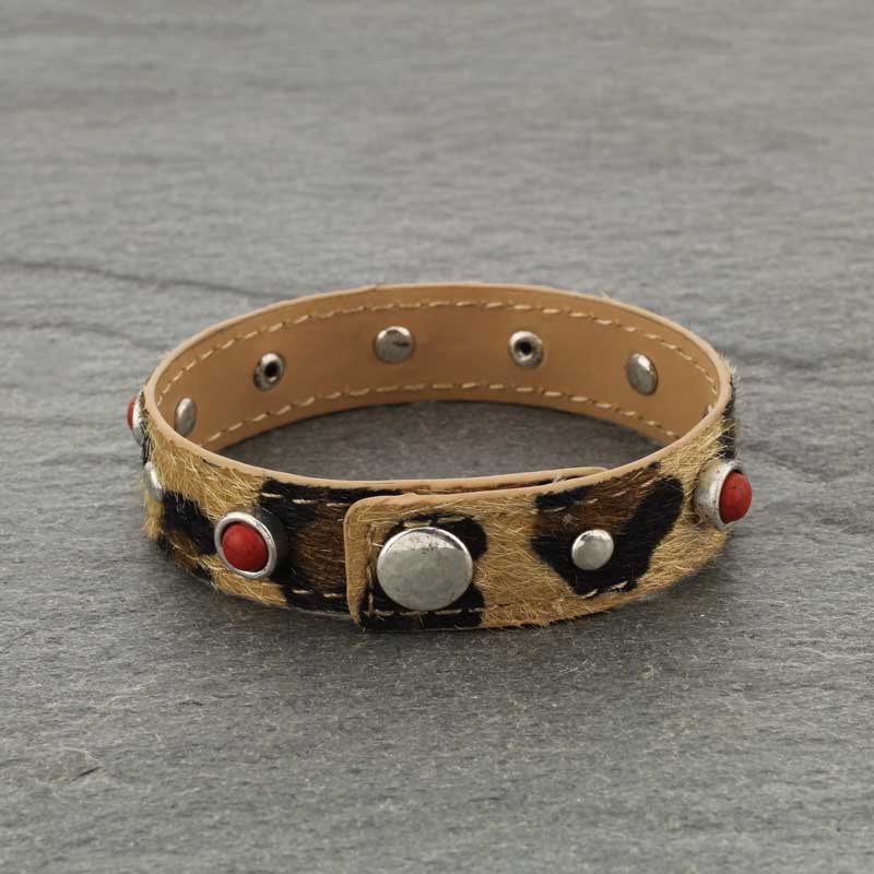 Semi Stone Leopard Leather Bracelet - Image 2