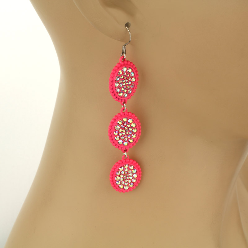 Stone Drop Fish Hook Earrings - Image 2