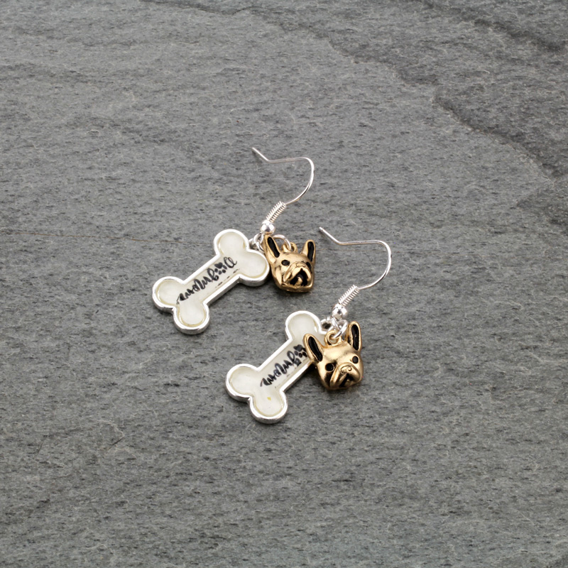 "Dog Mama" Glass Bubble Fish Hook Earrings