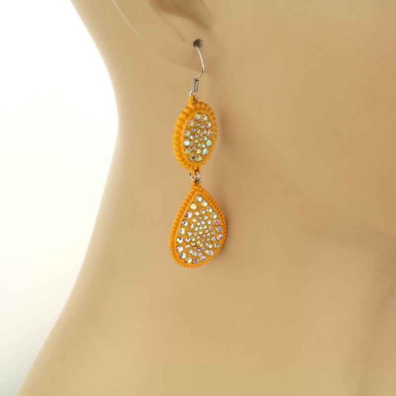 Stone Drop Fish Hook Earrings - Image 2