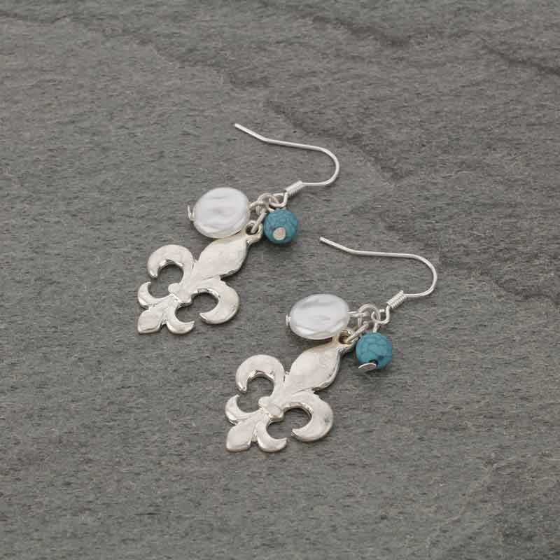 Fleur De Lis Fish Hook Earrings