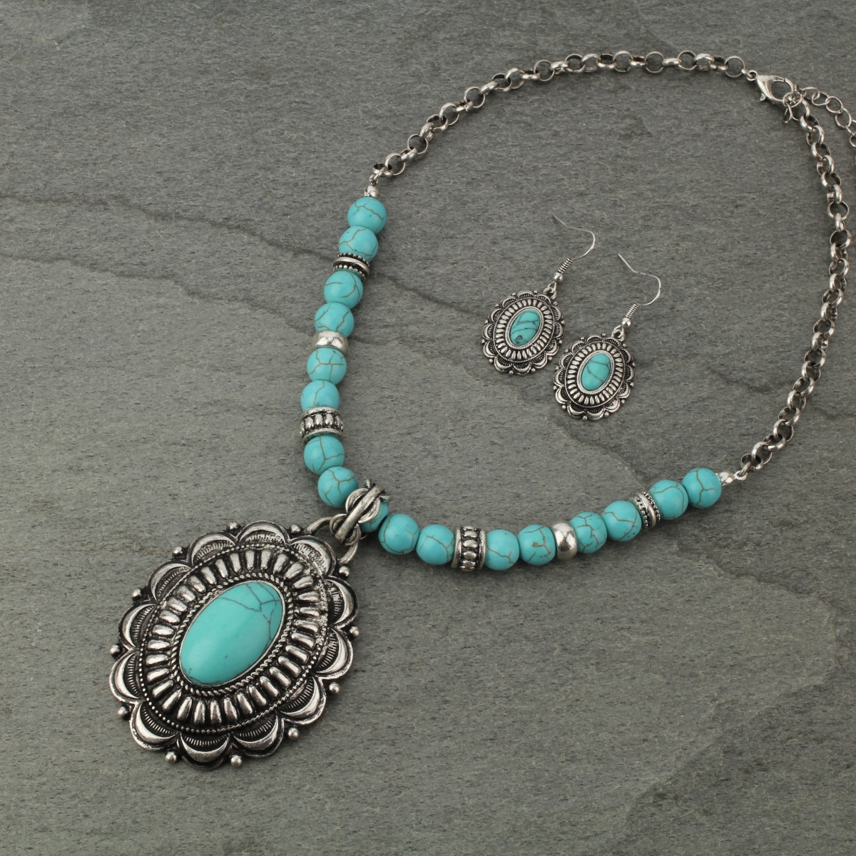 Western Navajo Style Oval Necklace Set