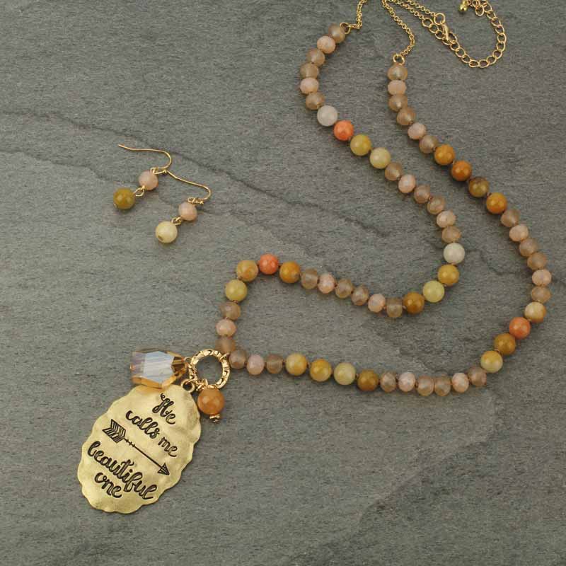 "He Calls Me" Semi Long Necklace Set