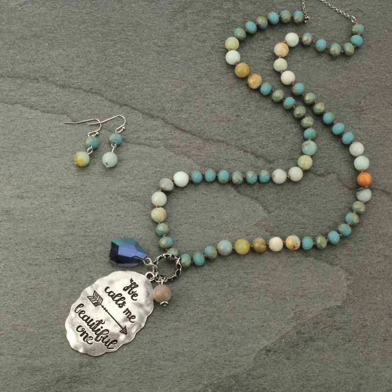 "He Calls Me" Semi Long Necklace Set
