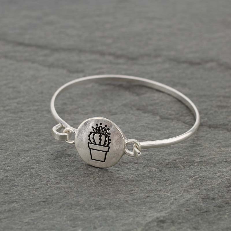 Potted Desert Cactus Plant Wire Bracelet