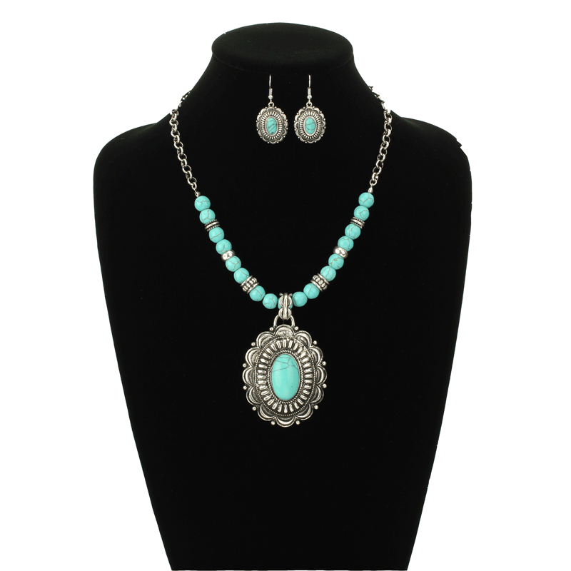 Western Navajo Style Oval Necklace Set - Image 2