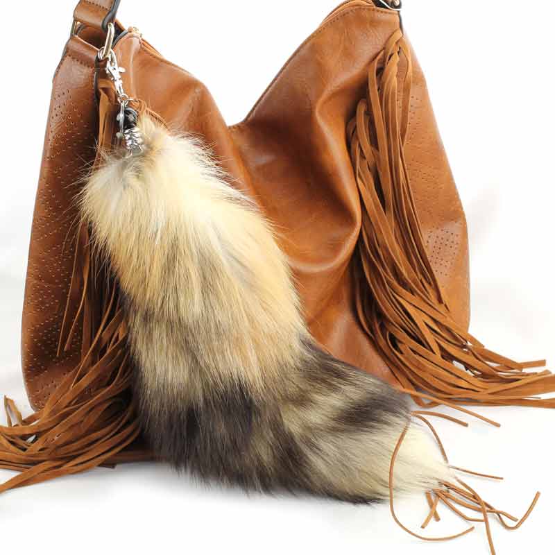 Fashion Fox Tail Faux Fur Keyring Charm