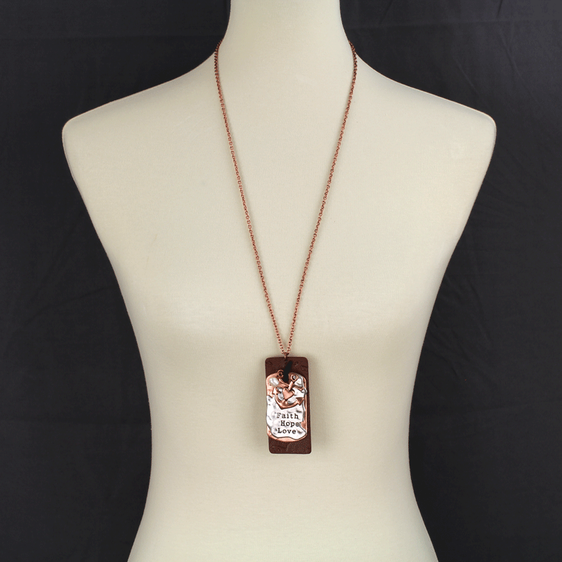 "FAITH HOPE LOVE" Leather Necklace - Image 2