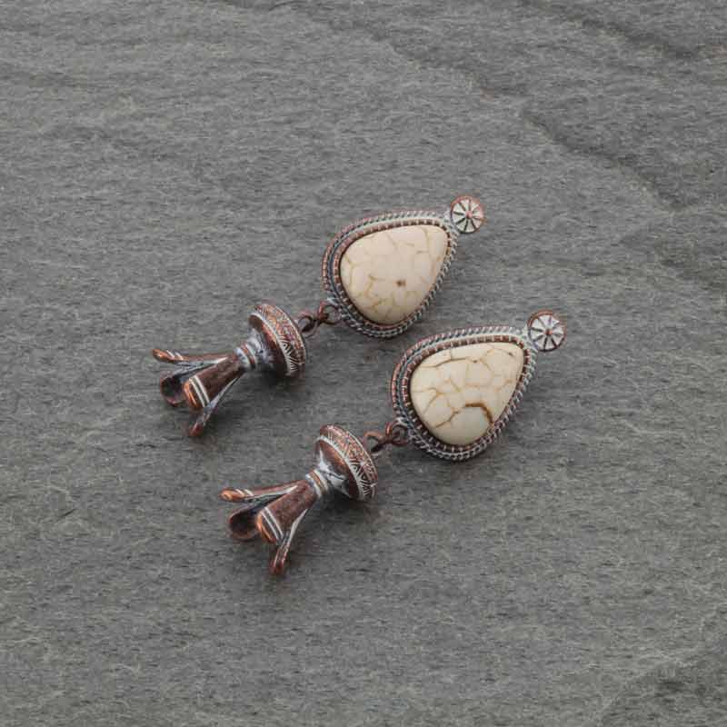 3D Squash Blossom Natural Stone Post Earrings
