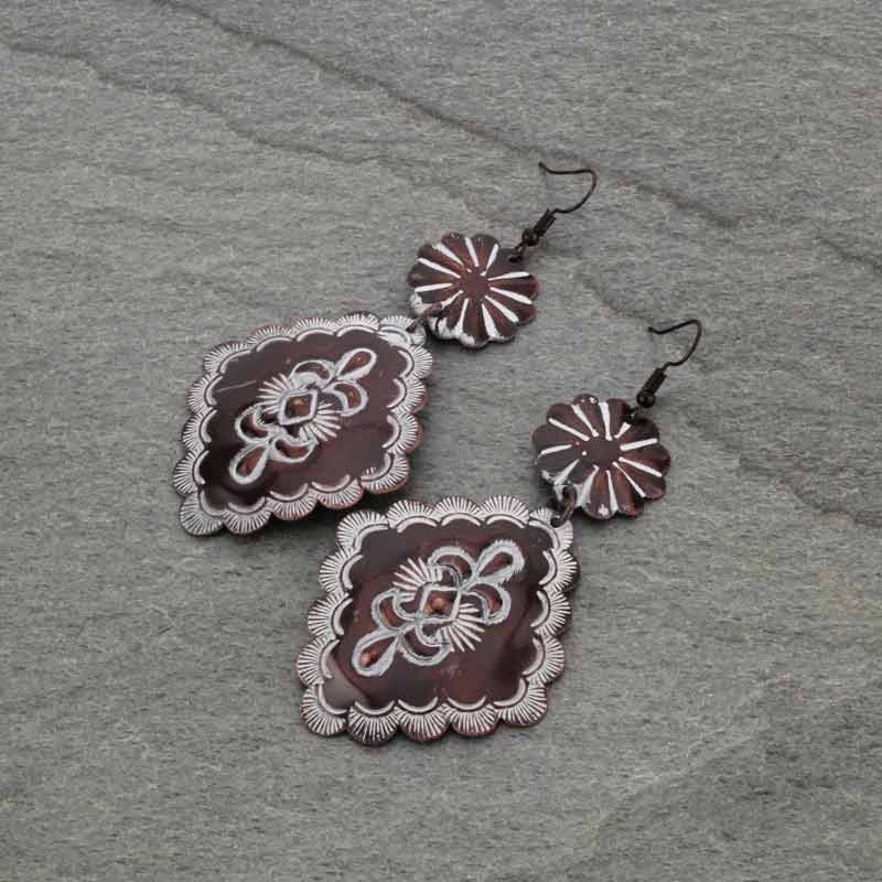 Handmade Western Diamond Shape Fish Hook Earrings