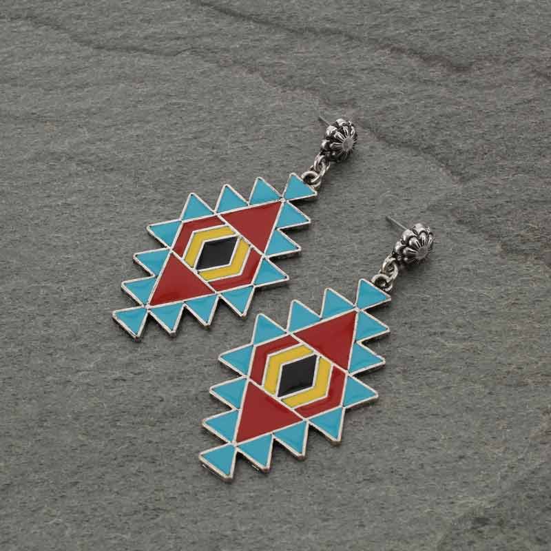 Navajo Style Enamel Post Earrings
