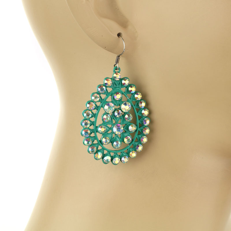 Western Rhinestone Teardrop Earrings - Image 2