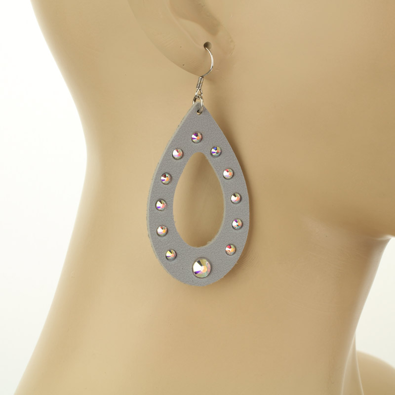Leather Teardrop Earrings - Image 2