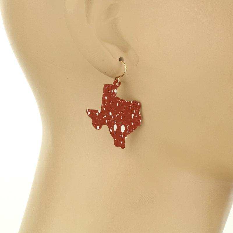 Texas Map Fish Hook Earrings - Image 2