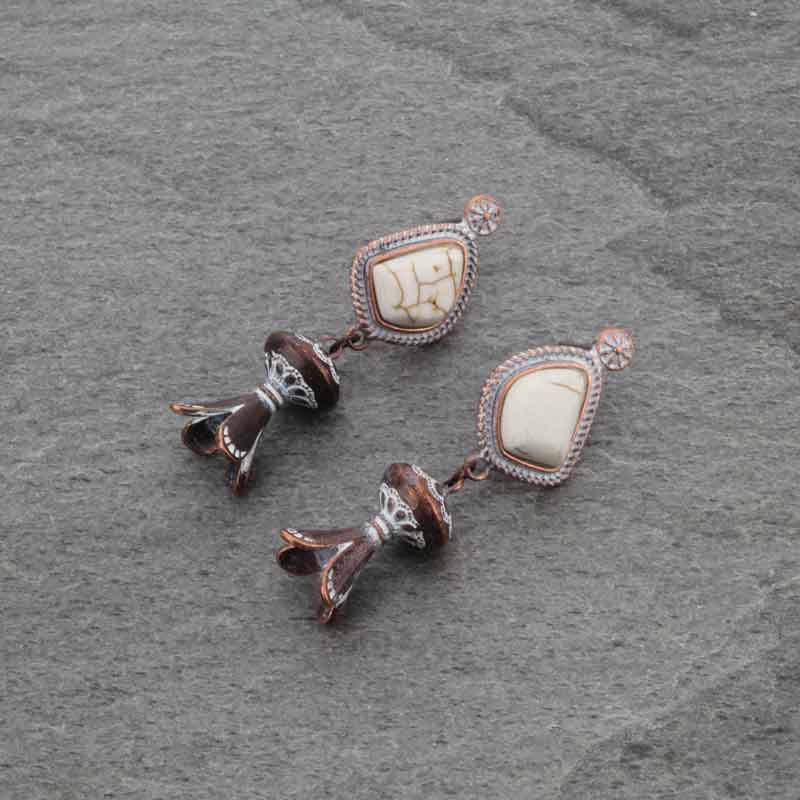 3D Squash Blossom Natural Stone Post Earrings