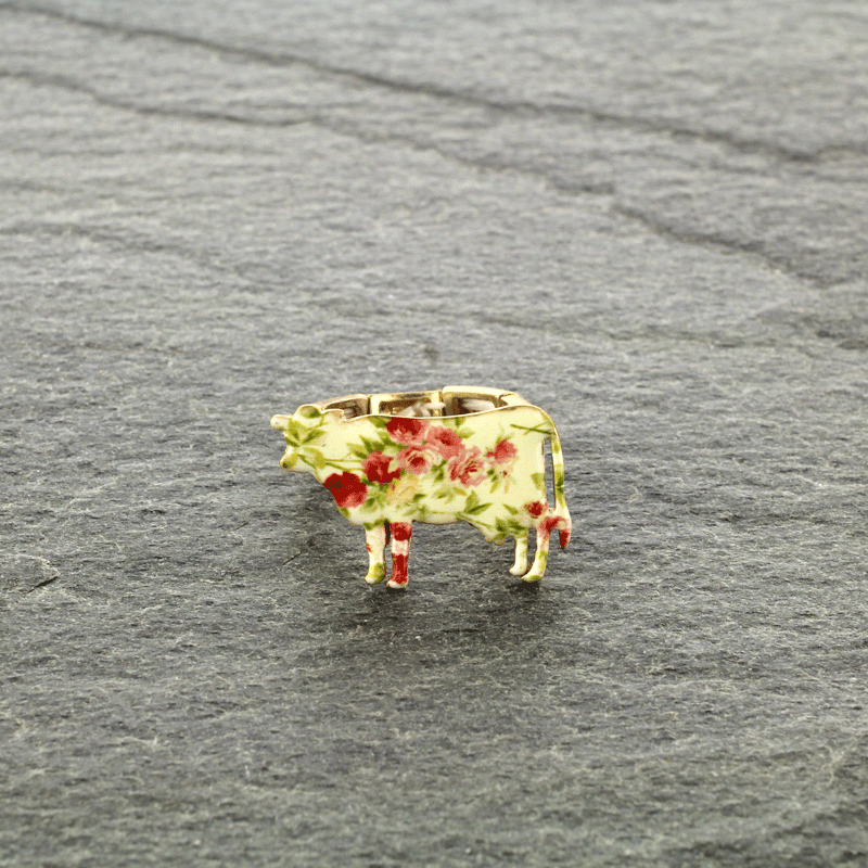 Cow Floral Stretch Ring