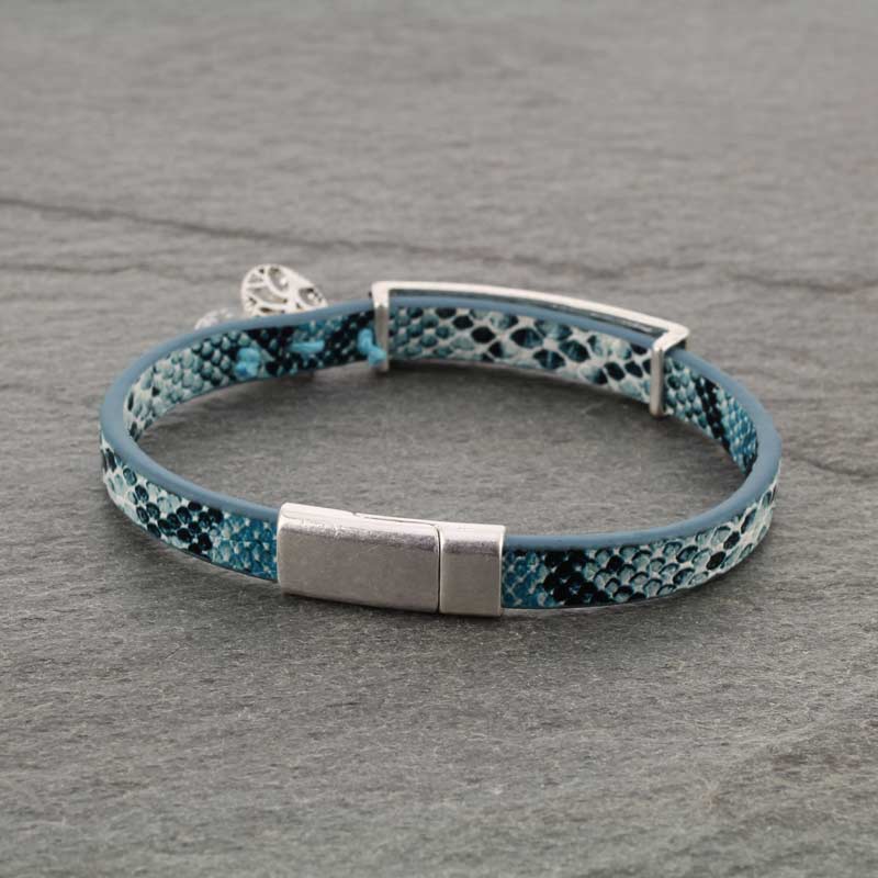 "Blessed" Snake Skin Magnetic Leather Bracelet - Image 3