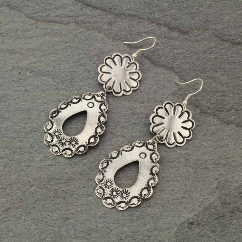 Handmade Western Concho Fish Hook Earrings