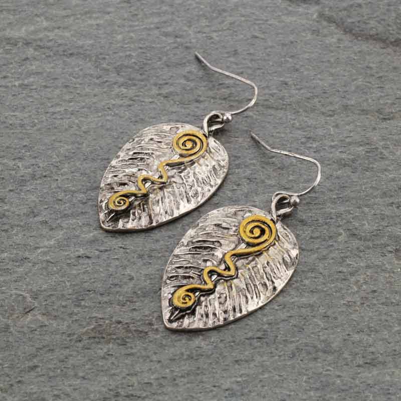 Western Leaf Fish Hook Earrings