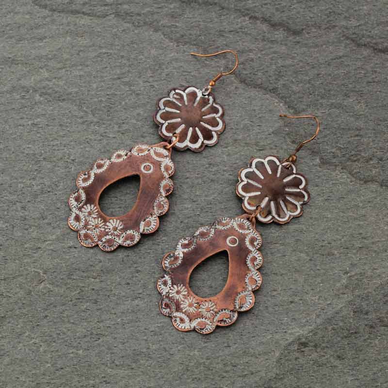 Handmade Western Concho Fish Hook Earrings