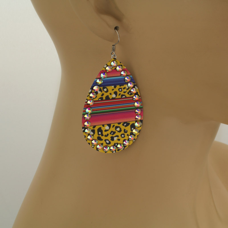 Teardrop Leopard Metal Fish Hook Earrings - Image 2