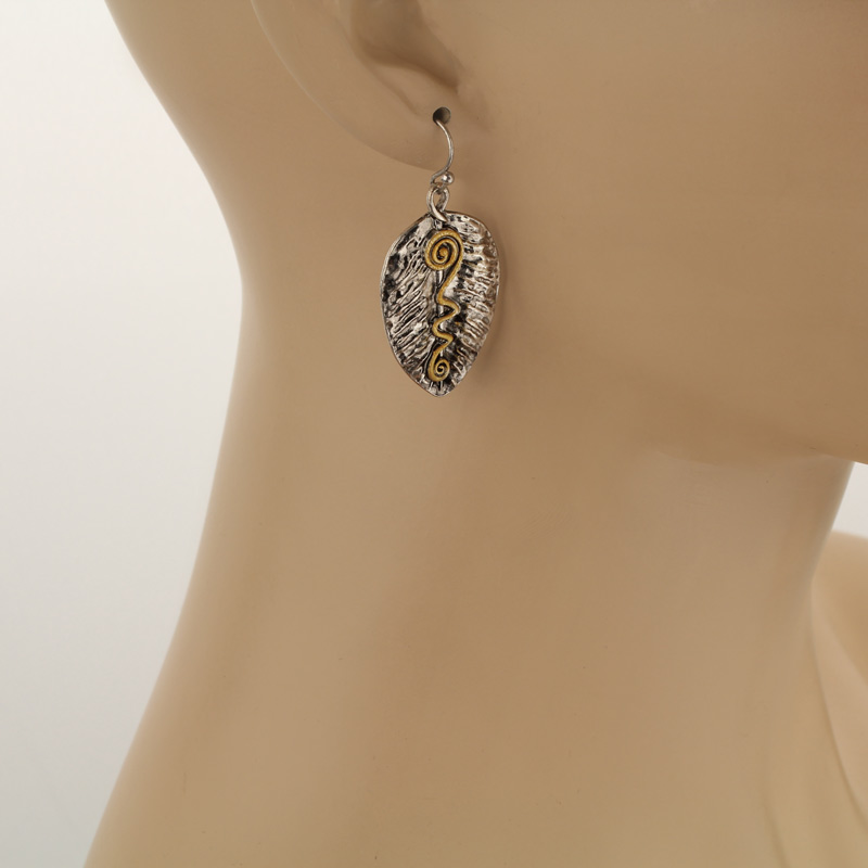 Western Leaf Fish Hook Earrings - Image 2