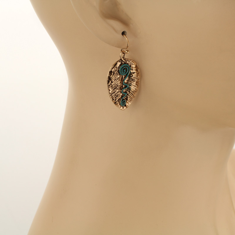 Western Leaf Fish Hook Earrings - Image 2