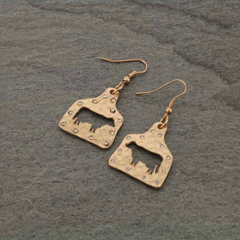 Cattle Tag Cow Cutout Fish Hook Earrings