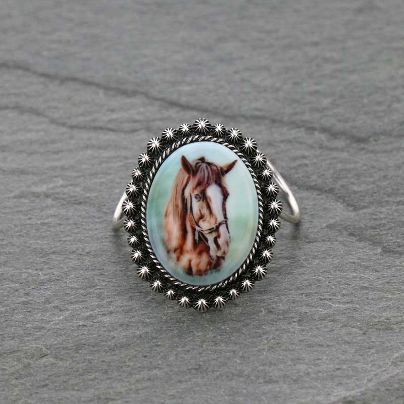 Western Horse Print Scarf Slide