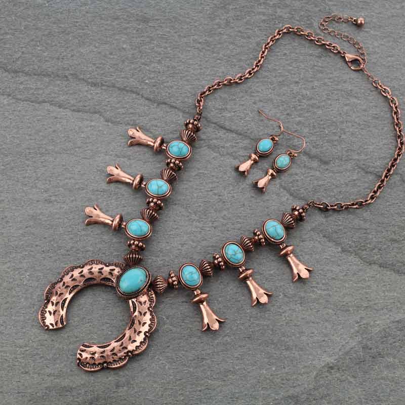 Turquoise Squash Blossom Necklace Set