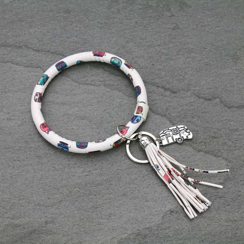 Camper Printed Tassel Bangle Key Ring/Bracelet