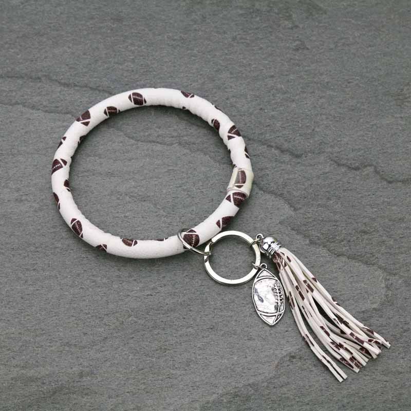 Football Printed Tassel Bangle Key Ring/Bracelet