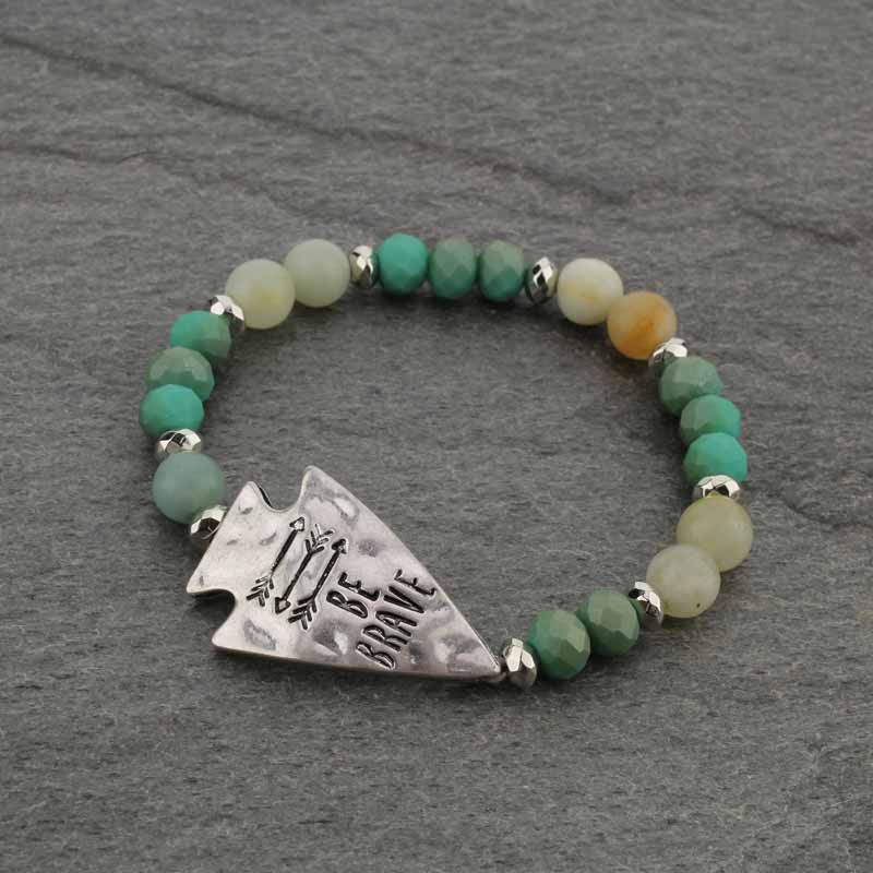 "BE BRAVE" Semi Precious Stretch Bracelet