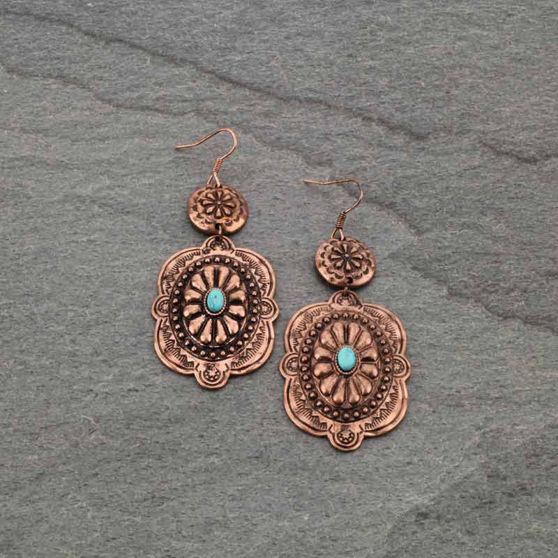 Western Concho Fish Hook Earrings