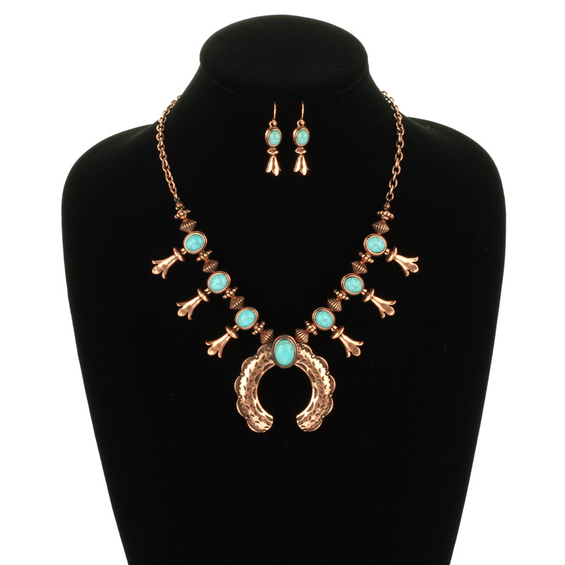 Turquoise Squash Blossom Necklace Set - Image 2