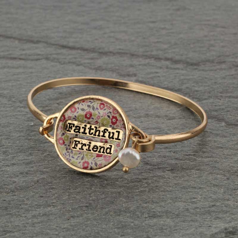 Floral "Faithful Friend" Wire Bracelet
