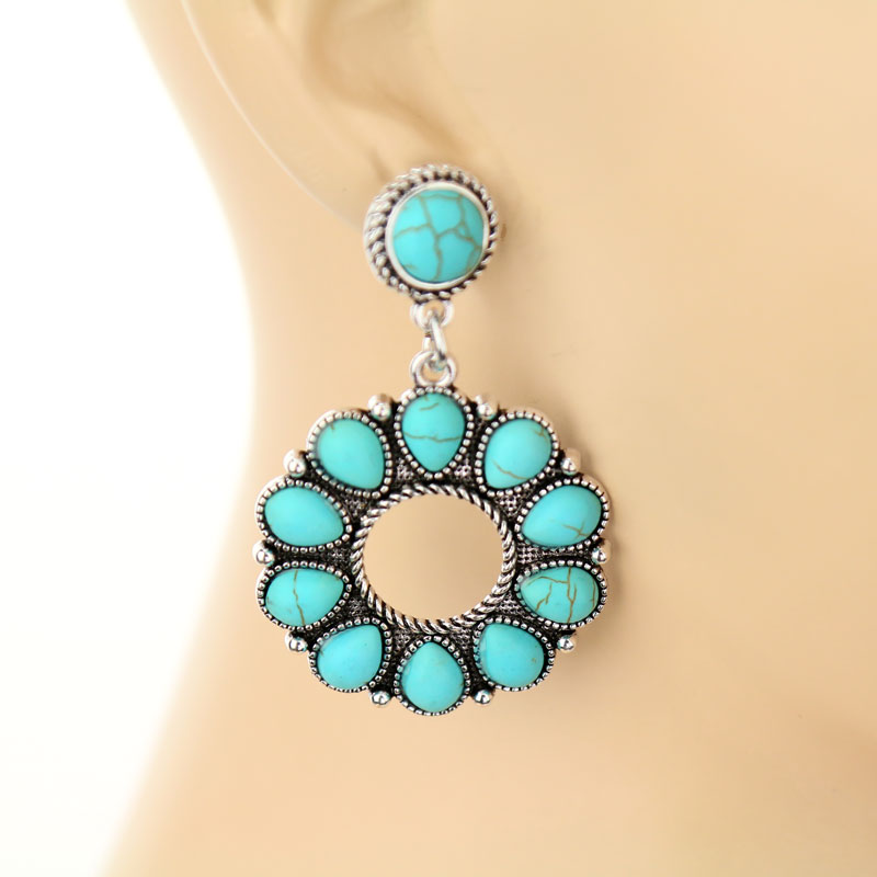 Western Style Stone Post Earrings - Image 2