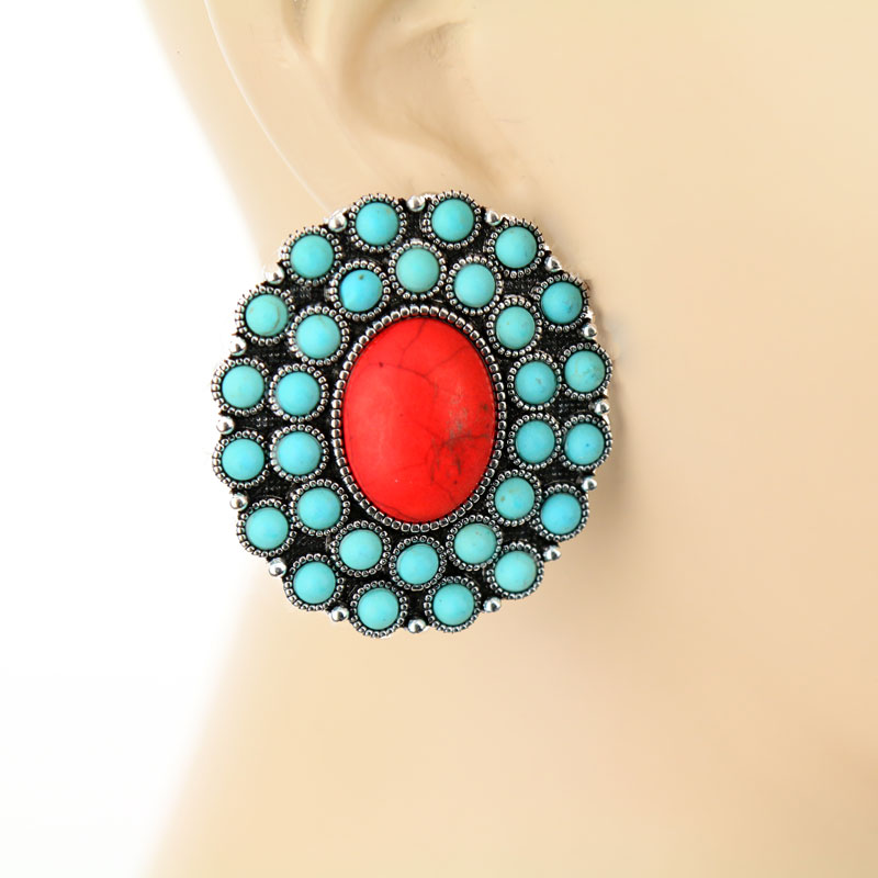 Western Stone Post Earrings - Image 2