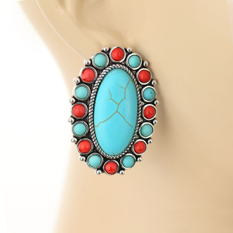 Western Stone Post Earrings - Image 2