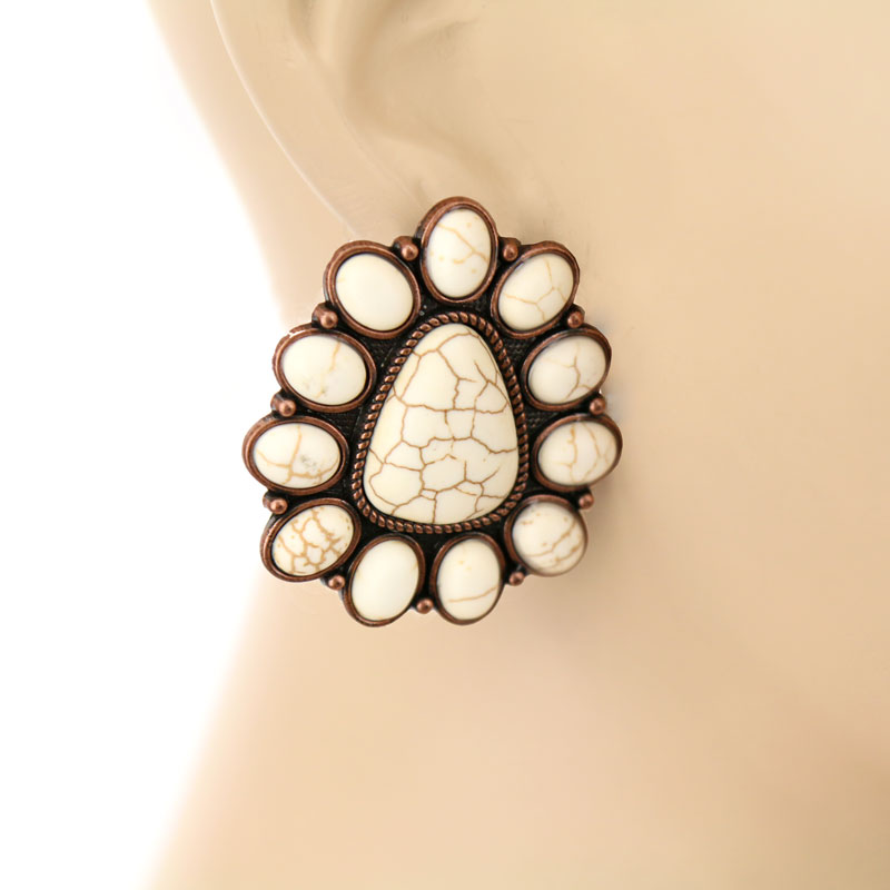 Western Style Stone Post Earrings - Image 2