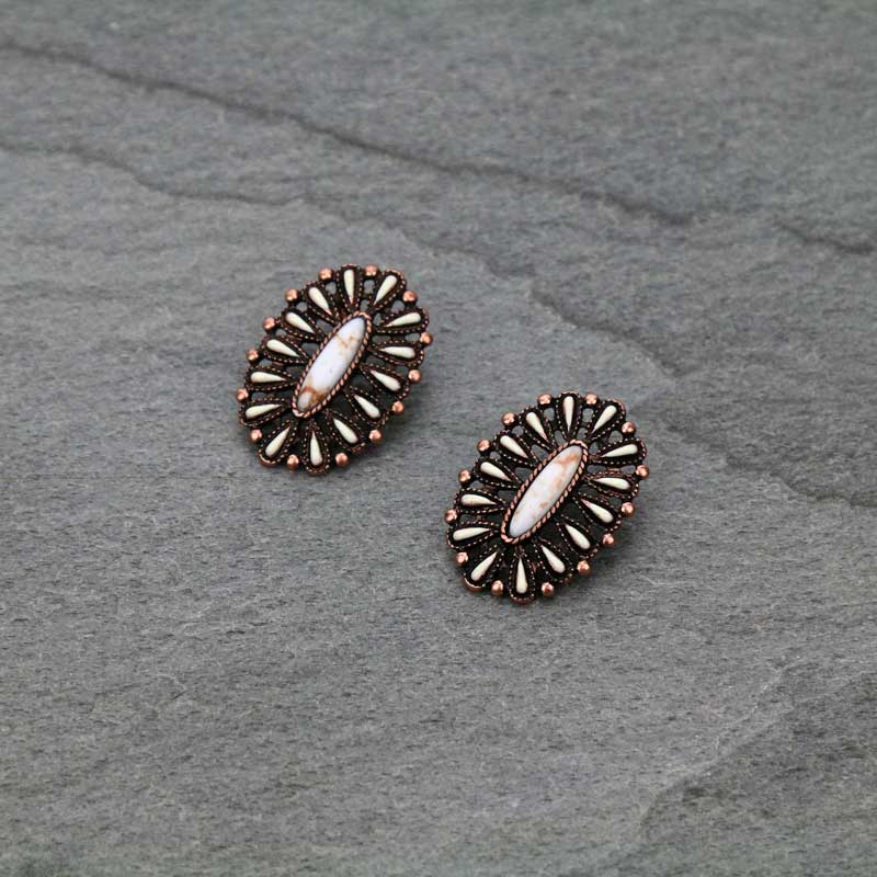 Western Concho Post Earrings