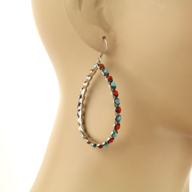 Bead Hoop Dangle Earrings - Image 2