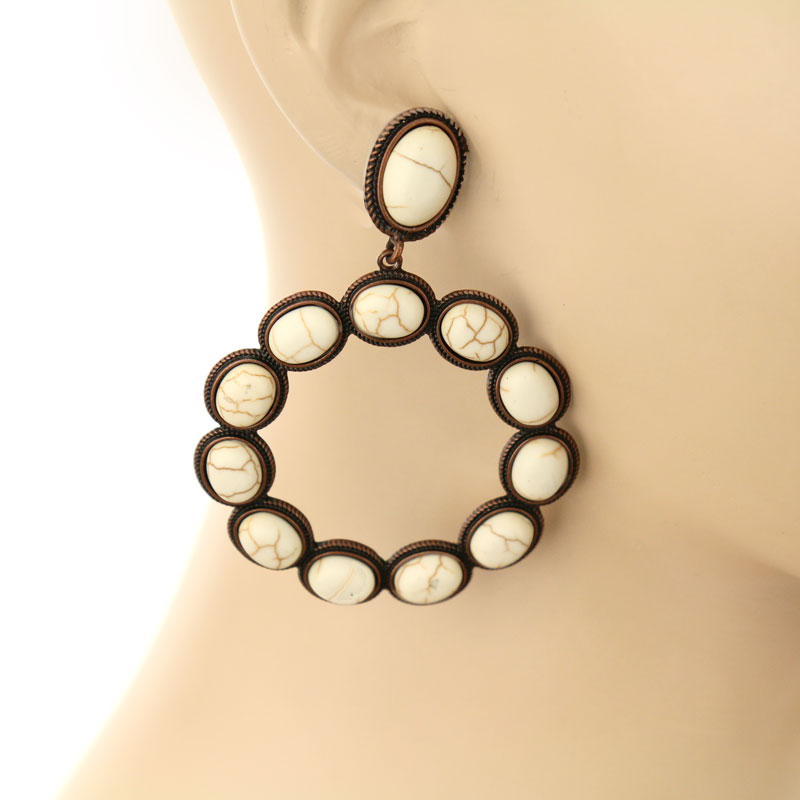 Western Style Stone Post Earrings - Image 2