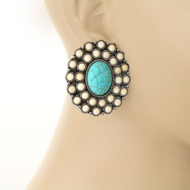 Western Stone Post Earrings - Image 2