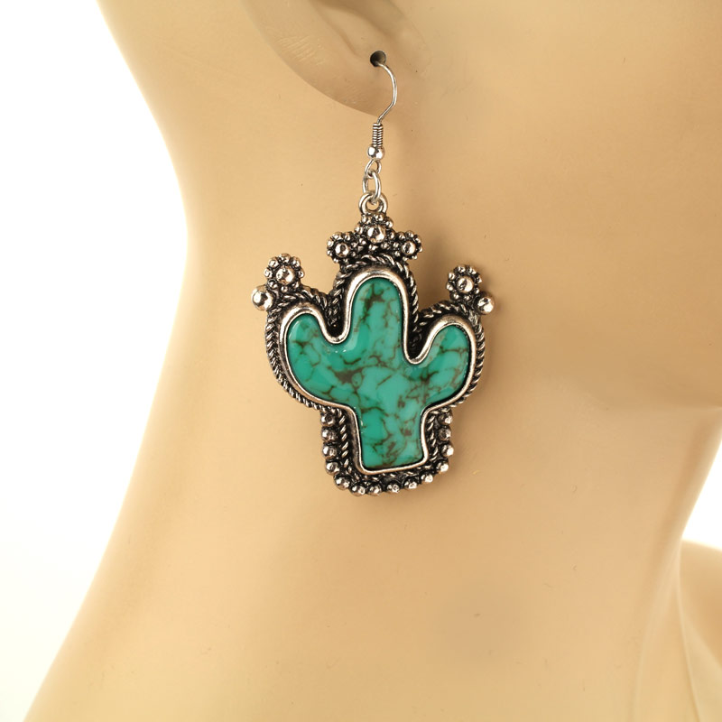 Cactus Fish Hook Earrings - Image 2