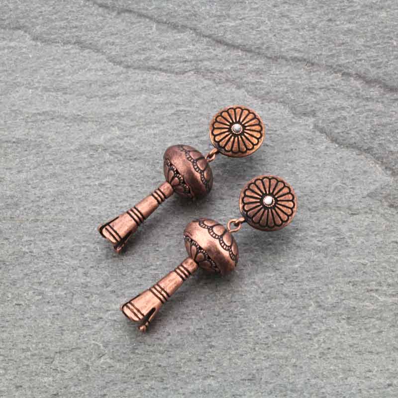 3D Single Squash Blossom with Concho Post Earrings