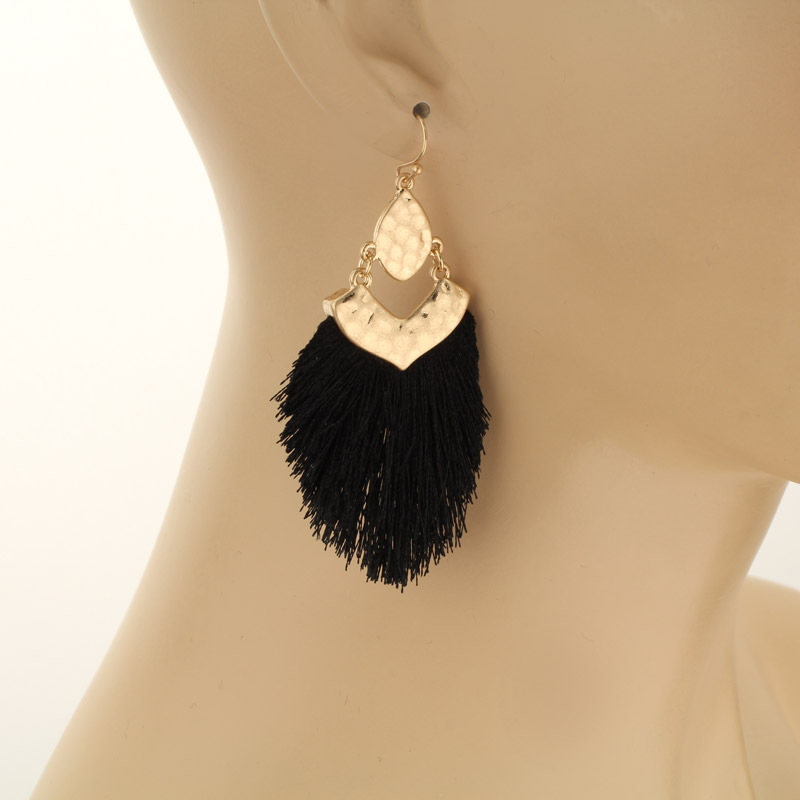 2" Tassel Metal Fish Hook Earrings - Image 2